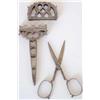 Image 1 : A late 17th century pair of steel scissors with engraved decoration in pierced engraved case, 3.2...