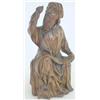 Image 1 : A 15th century Flemish carved walnut seated figure of a bearded man, his right hand raised, a scr...