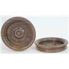 Image 1 : A pair of William IV turned rosewood wine coasters with raised everted rims and moulded centres,...