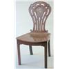 Image 1 : A George III mahogany hall chair with pierced arched waisted back and shaped cartouche painted wi...