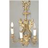 Image 1 : A Louis XVI style ormolu three-branch wall light with ribbon tied lyre shaped backplate with laur...
