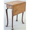 Image 1 : A George II mahogany rectangular single flap table with a side drawer on slender cabriole legs an...