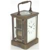 Image 1 : A late 19th century French gilt brass hour repeating carriage clock, the top with repeat button,...