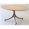 Image 1 : A George III mahogany oval breakfast table on turned tapering stem and downswept legs with blocks...