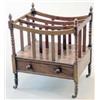 Image 1 : A late George III mahogany rectangular canterbury, the three division dipped top with acorn finia...