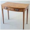 Image 1 : A George III mahogany bowfronted side table, the banded top with fruitwood stringing and 2 drawer...