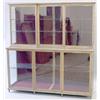 Image 1 : A late 19th century giltwood glazed display cabinet with breakfront top fitted with three glazed...