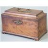 Image 1 : A George III mahogany rectangular tea caddy with concave moulding to the top and chequered fruitw...