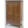 Image 1 : A George III mahogany hanging cupboard with dentilled cornice and 2 panelled doors above a long d...