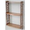 Image 1 : A set of late 19th century mahogany wall shelves, with three bowfront tiers and fretwork sides, 1...