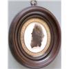 Image 1 : Mrs Isabella Beetham (c.1753-1825) Silhouette painted on convex glass with verre eglomise border,...