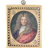 Image 1 : English School Oil on copper panel James II, full face, in yellow-lined scarlet cloak, tied lace...