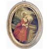 Image 1 : Nineteenth Century English School Coloured underglass portrait print Lady in a red dress 6.5ins....