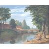 Image 1 : James Arthur O'Connor (1792-1841) Oil on canvas A wooded river landscape with a bridge, figures i...