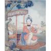 Image 1 : Late 18th century Chinese School Underglass picture of a maiden seated in a boat with a canopy, p...