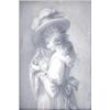 Image 1 : After Angelica Kauffman Pencil and grey wash Portrait of a lady, half length standing, in feather...