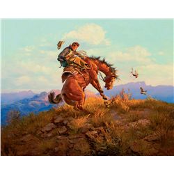 Cowboy in a Storm, Bustin' a Covey by Phippen, George