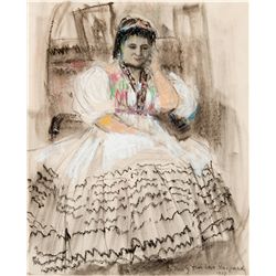 Sketch of Noula Kararas by Gaspard, Leon