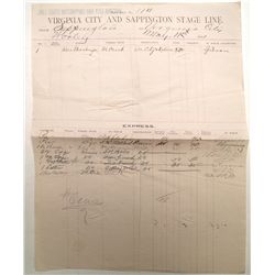 Virginia City and Sappington Stage Line way bill