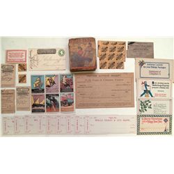 Wells Fargo Ephemera: stamps, checks, post cards, receipts, etc.