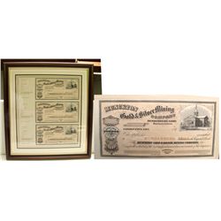 Three Munckton unissued stocks nicely framed