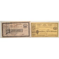 Murray Creek and Mount Blanc stock certificates