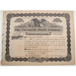 Thymatol Dental Co. Stock Certificate