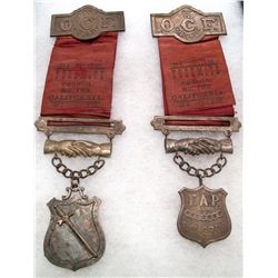 Two Yosemite Council badges from the Order of Chosen Friends.