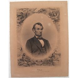 Engraving of photograph of Abraham Lincoln by M. B. Brady