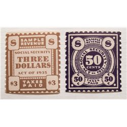 Two MINT Social Security Essay Stamps: $3.00 and $0.50