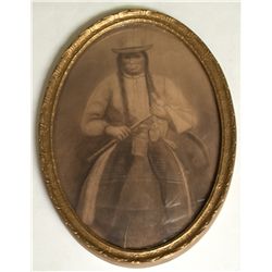 Large Charcoal Portrait of White Calf Attributed on Verso to Amos