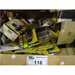 BOX FULL OF NEW ASSORTED ELECTRICAL HARNESS KITS AND AUTO TRAILER CONNECTORS