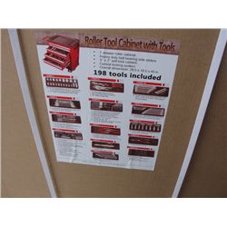 ROLLER TOOL CABINET COMPLETE WITH 198PC TOOLS