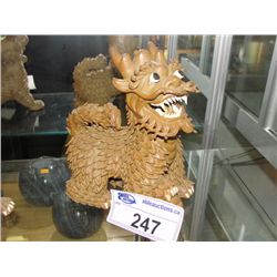 ONE ORIENTAL HANDCRAFTED CLAY MUD DOG FIGURINE
