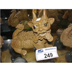 ONE ORIENTAL HANDCRAFTED CLAY MUD DOG FIGURINE