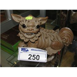 ONE ORIENTAL HANDCRAFTED CLAY MUD DOG FIGURINE