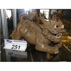 ONE ORIENTAL HANDCRAFTED CLAY MUD DOG FIGURINE