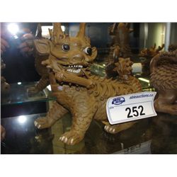 ONE ORIENTAL HANDCRAFTED CLAY MUD DOG FIGURINE
