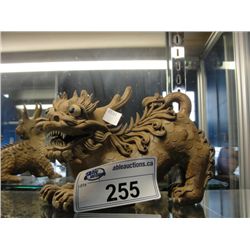 ONE ORIENTAL HANDCRAFTED CLAY MUD DOG FIGURINE