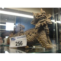 ONE ORIENTAL HANDCRAFTED CLAY MUD DOG FIGURINE