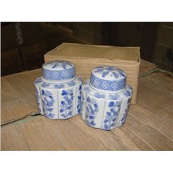 ONE CASE OF ORIENTAL CERAMIC LIDDED GINGER JARS
