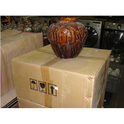 ONE CASE OF BROWN ORIENTAL CERAMIC VASES