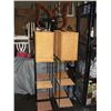 Image 1 : 4 METAL AND WICKER DISPLAY SHELVES AND A WINE RACK