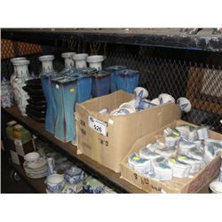 SHELF LOT OF ORIENTAL CERAMIC WARES; DECORATIVE PIECES, GIFTWARE, ETC