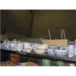 SHELF LOT OF ORIENTAL CERAMIC WARES; DECORATIVE PIECES, GIFTWARE, ETC
