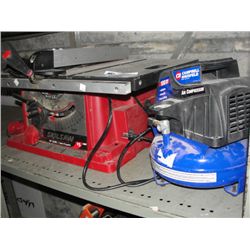 SKILL SAW TABLE SAW AND CAMPBELL HAUSFELD AIR COMPRESSOR