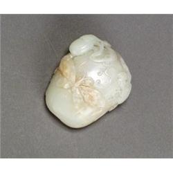 Chinese White Jade Fruit-Form Snuff Bottle...