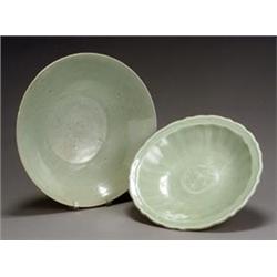 Two Chinese Celadon Shallow Bowls...