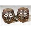 Image 1 : Pair of Chinese Hongmu Mottled Lavender Marble Inset Garden Seats...