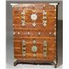 Image 1 : Korean Brass Mounted Elmwood and Burlwood Two-Part Side Cabinet...